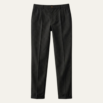 Men's Slim Fit Pleated Dress Pants with Cuffed Hem