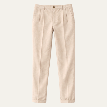 Men's Slim Fit Pleated Dress Pants with Cuffed Hem