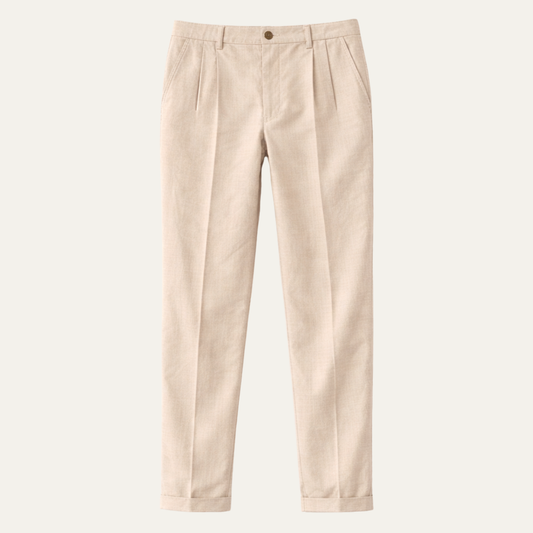Men's Slim Fit Pleated Dress Pants with Cuffed Hem