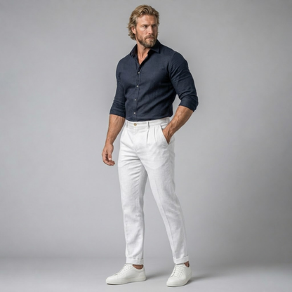 Men's Slim Fit Pleated Dress Pants with Cuffed Hem