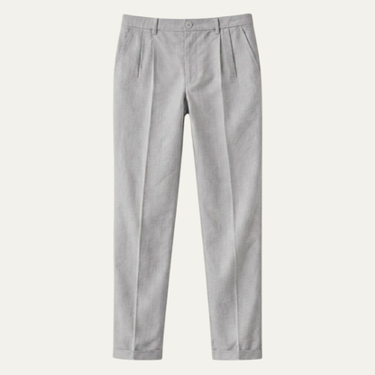 Men's Slim Fit Pleated Dress Pants with Cuffed Hem