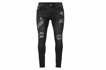 Men's Slim Fit Ripped Jeans with Distressed Details