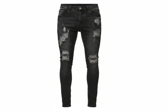 Men's Slim Fit Ripped Jeans with Distressed Details