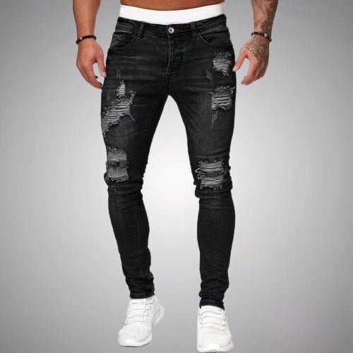 Men's Slim Fit Ripped Jeans with Distressed Details