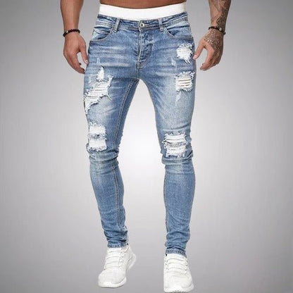 Men's Slim Fit Ripped Jeans with Distressed Details