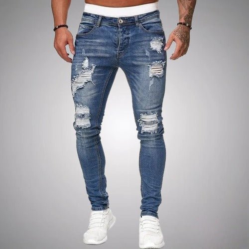 Men's Slim Fit Ripped Jeans with Distressed Details