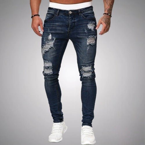 Men's Slim Fit Ripped Jeans with Distressed Details