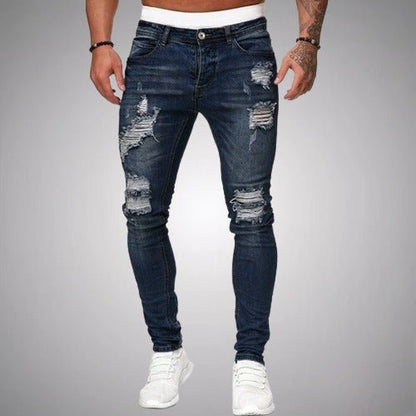 Men's Slim Fit Ripped Jeans with Distressed Details