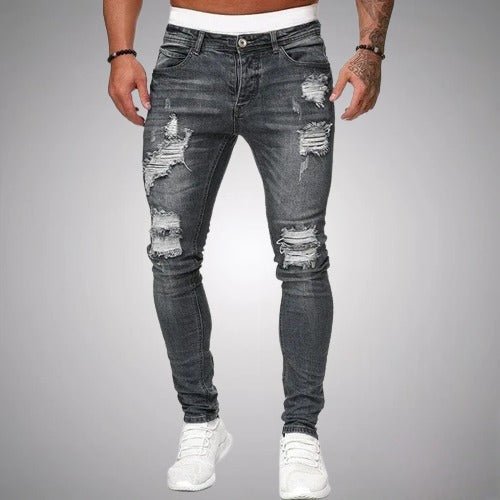 Men's Slim Fit Ripped Jeans with Distressed Details