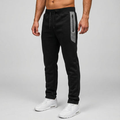 Men's Slim-Fit Sweatpants with Contrast Panel and Zip Pocket