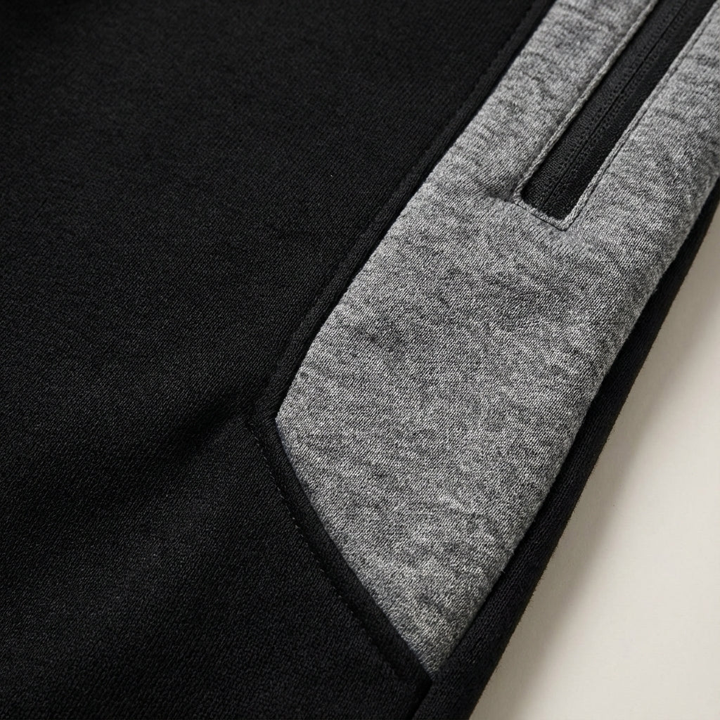 Men's Slim-Fit Sweatpants with Contrast Panel and Zip Pocket