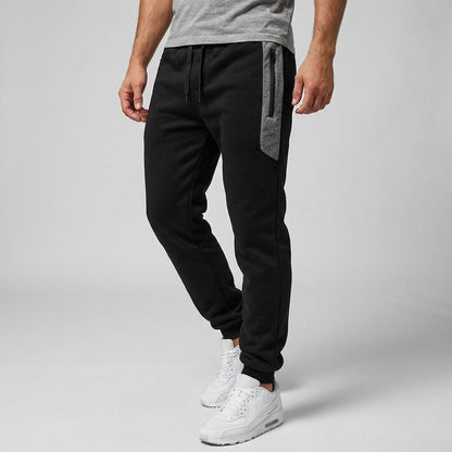 Men's Slim-Fit Sweatpants with Contrast Panel and Zip Pocket
