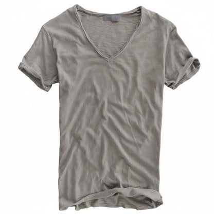Men's Slim Fit T-Shirt Short Sleeve with Deep V-Neck