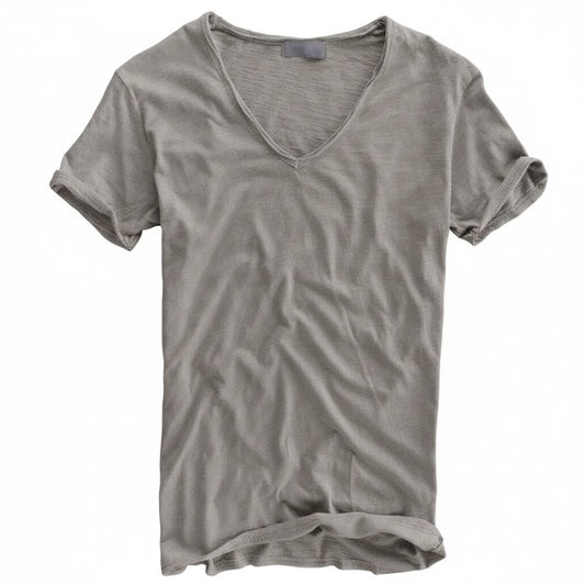 Men's Slim Fit T-Shirt Short Sleeve with Deep V-Neck