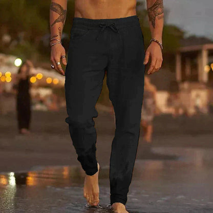 Men's Slim-Fit Trousers with Elastic Waist and Drawstring