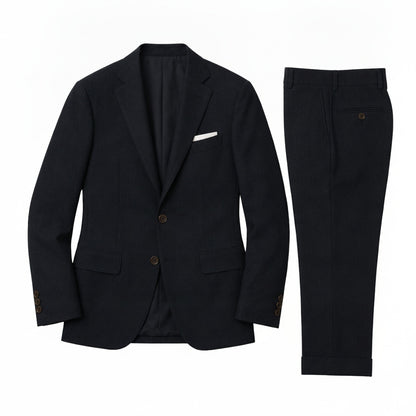 Men's Slim Fit Two-Piece Suit Set with Notch Lapel Blazer and Trousers