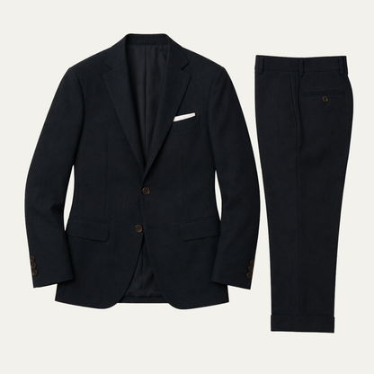 Men's Slim Fit Two-Piece Suit Set with Notch Lapel Blazer and Trousers