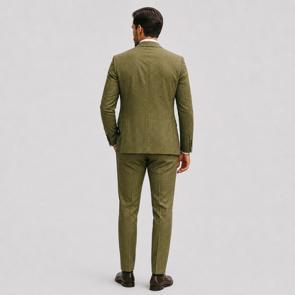 Men's Slim Fit Two-Piece Suit with Notch Lapel and Button Closure