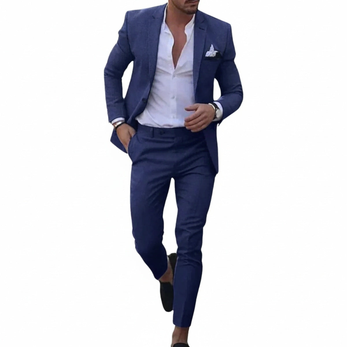 Men's Slim Fit Two-Piece Suit with Notch Lapel for Weddings and Formal Events