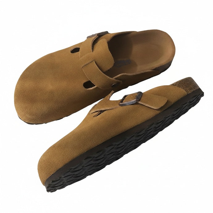 Men's Slip-On Clogs with Adjustable Buckle Strap and Cork Sole