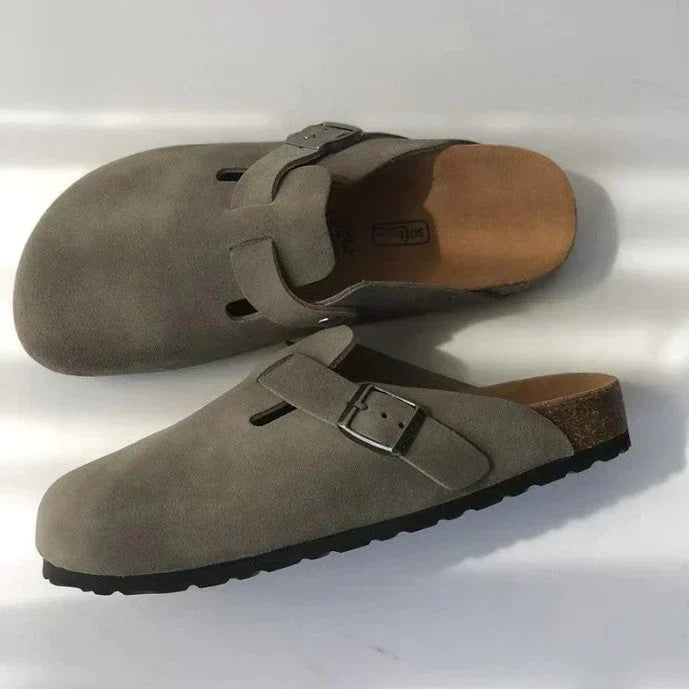 Men's Slip-On Clogs with Adjustable Buckle Strap and Cork Sole