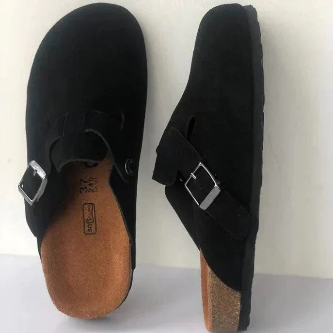 Men's Slip-On Clogs with Adjustable Buckle Strap and Cork Sole