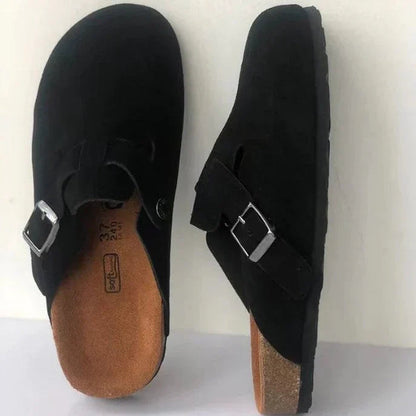 Men's Slip-On Clogs with Adjustable Buckle Strap and Cork Sole