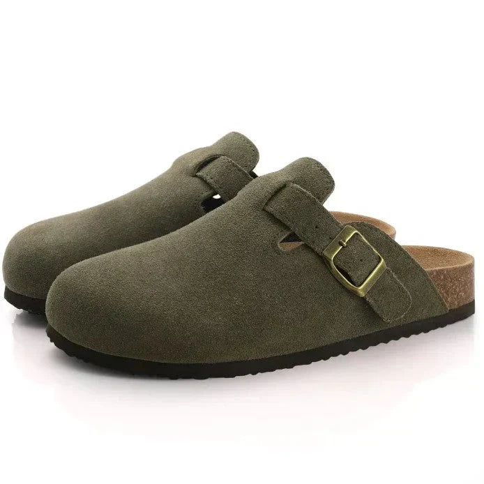 Men's Slip-On Clogs with Adjustable Buckle Strap and Cork Sole