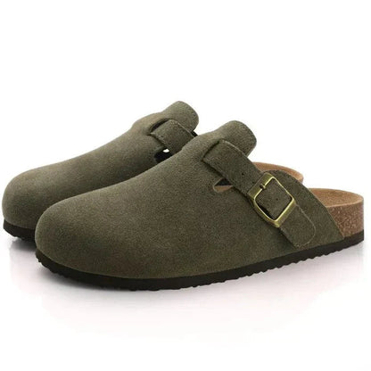 Men's Slip-On Clogs with Adjustable Buckle Strap and Cork Sole