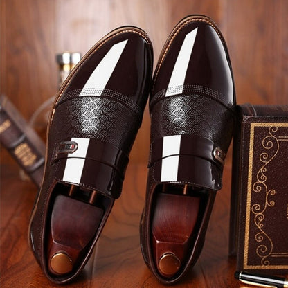 Men's Slip-On Dress Loafers with Pointed Toe and Metallic Detail