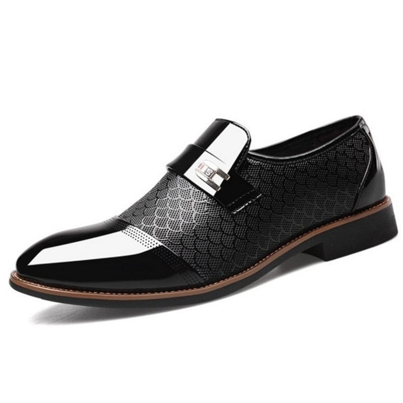 Men's Slip-On Dress Loafers with Pointed Toe and Metallic Detail