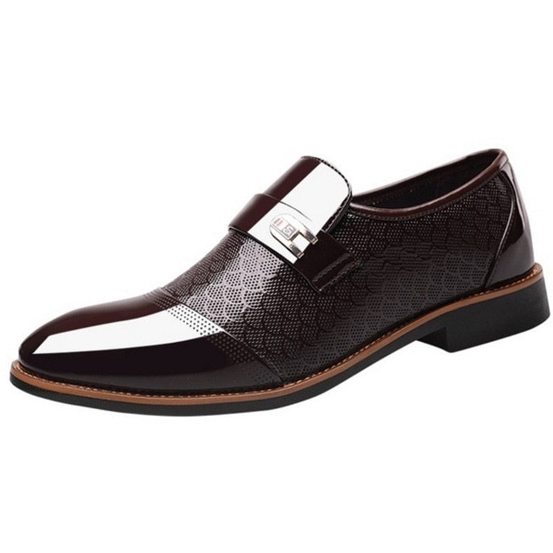 Men's Slip-On Dress Loafers with Pointed Toe and Metallic Detail