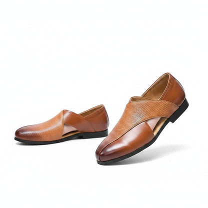 Men's Slip-On Dress Sandals with Open Sides and Square Toe