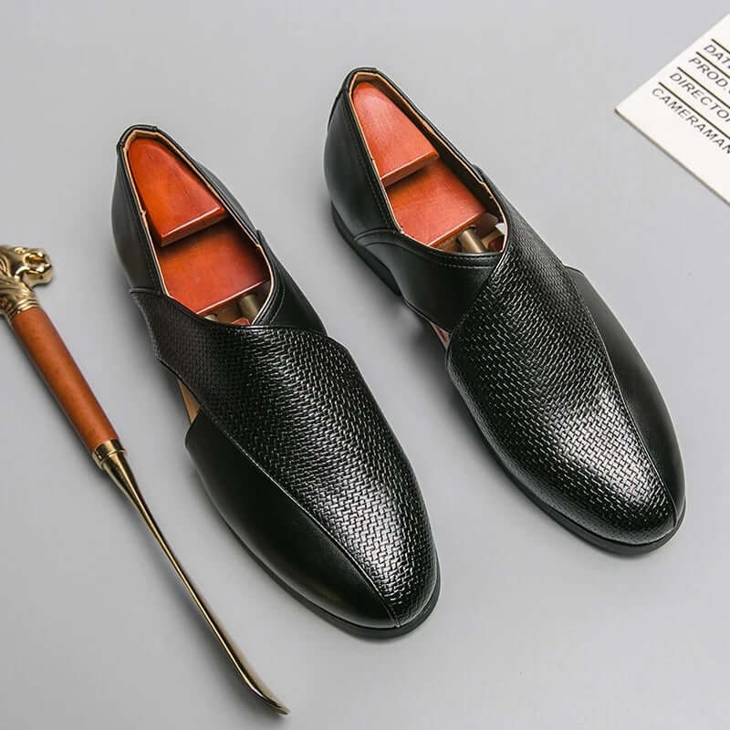 Men's Slip-On Dress Sandals with Open Sides and Square Toe
