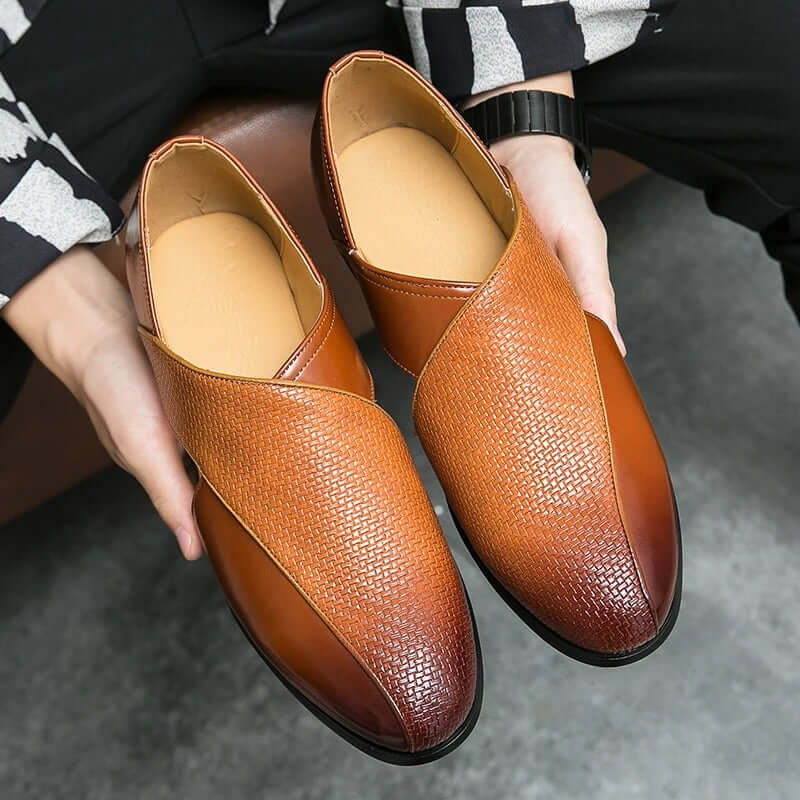 Men's Slip-On Dress Sandals with Open Sides and Square Toe