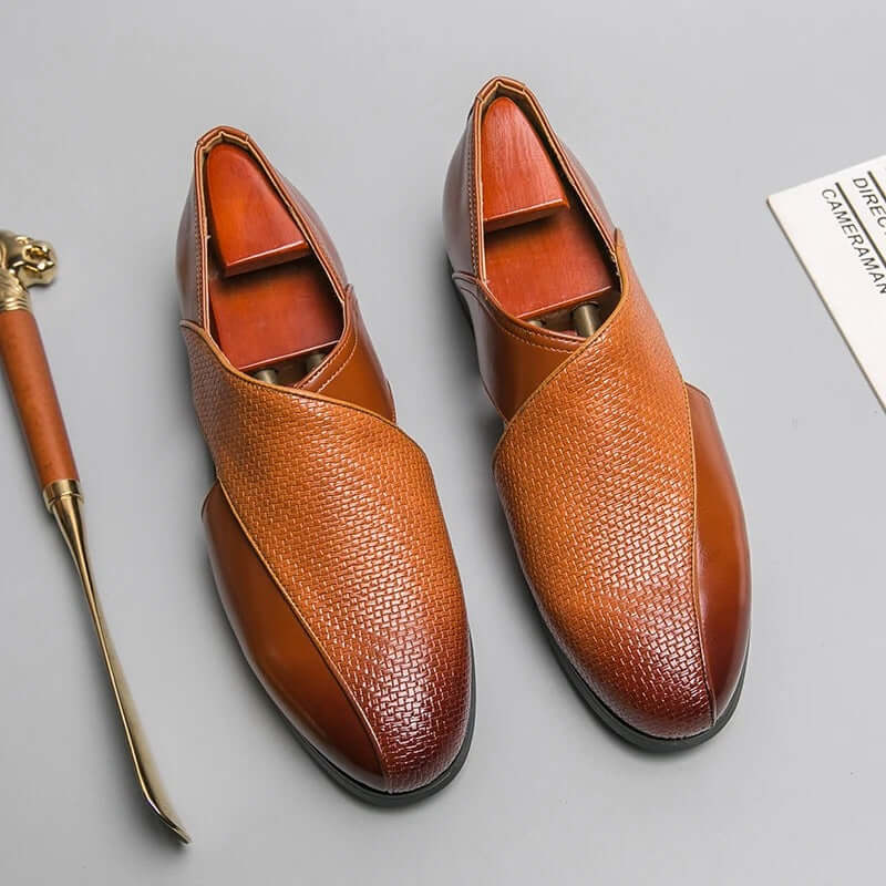 Men's Slip-On Dress Sandals with Open Sides and Square Toe