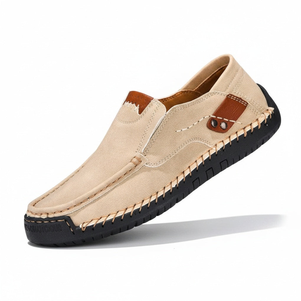 Men's Slip-On Loafers with Arch Support and Stitched Detail
