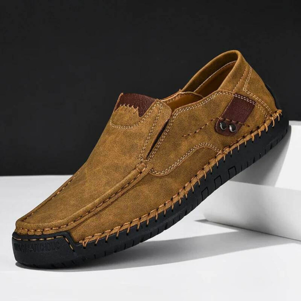 Men's Slip-On Loafers with Arch Support and Stitched Detail