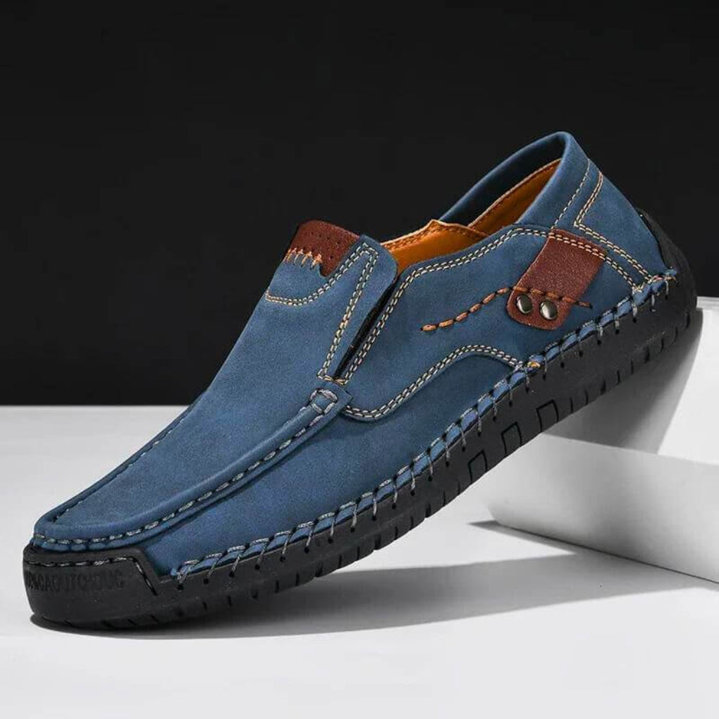 Men's Slip-On Loafers with Arch Support and Stitched Detail