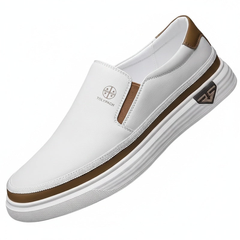 Men's Slip-On Loafers with Elastic Side Panels and Thick Sole