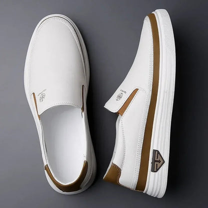 Men's Slip-On Loafers with Elastic Side Panels and Thick Sole