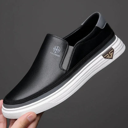 Men's Slip-On Loafers with Elastic Side Panels and Thick Sole
