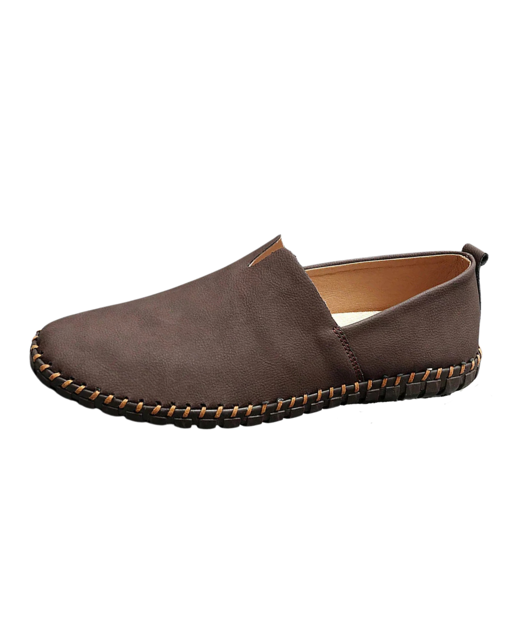 Men's Slip-On Loafers with Faux Leather Look and Stitched Sole