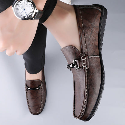 Men's Slip-On Loafers with Metal Clasp Detail