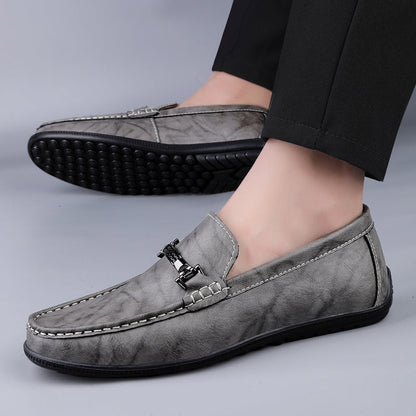 Men's Slip-On Loafers with Metal Clasp Detail