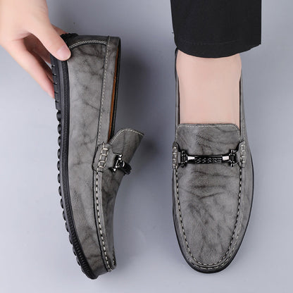 Men's Slip-On Loafers with Metal Clasp Detail