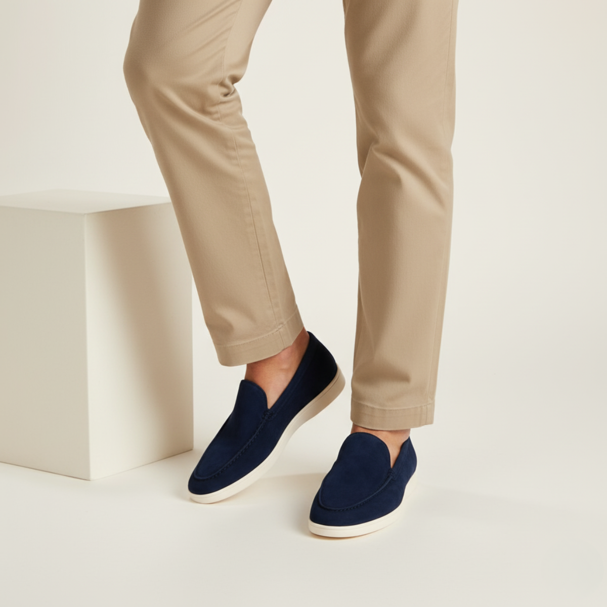 Men's Slip-On Loafers with Moc-Toe Stitching and Flatform Sole
