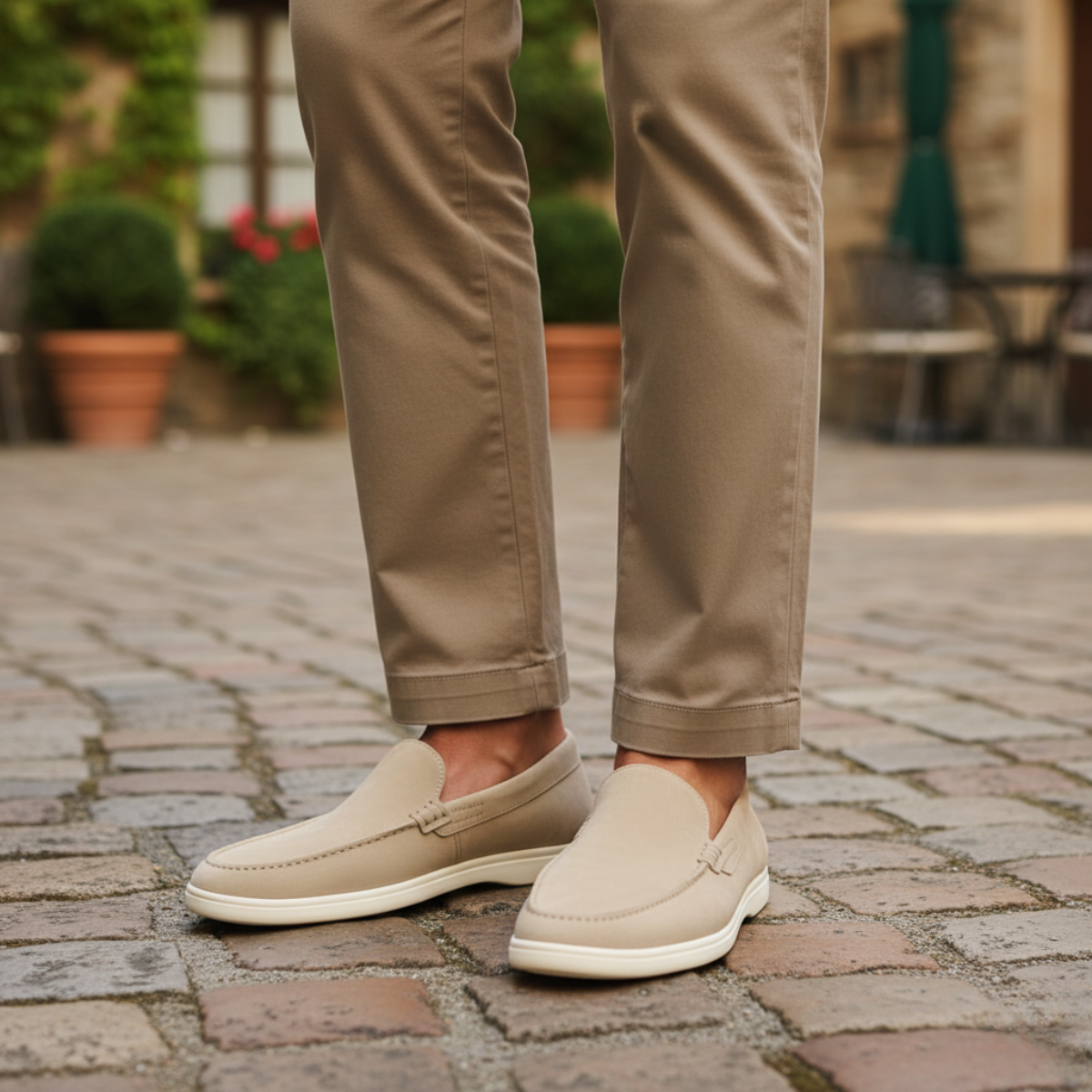 Men's Slip-On Loafers with Moc-Toe Stitching and Flatform Sole