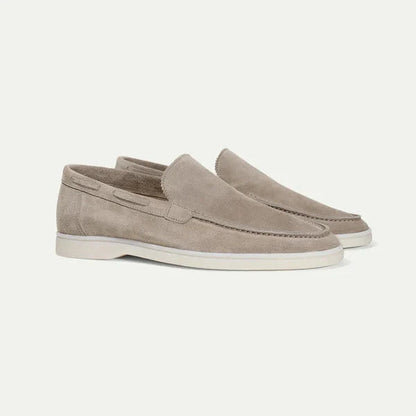 Men's Slip-On Loafers with Moc-Toe Stitching and White Sole