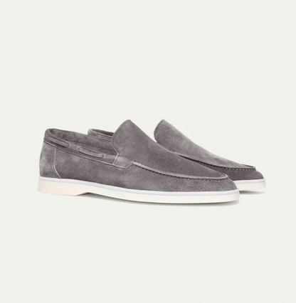 Men's Slip-On Loafers with Moc-Toe Stitching and White Sole